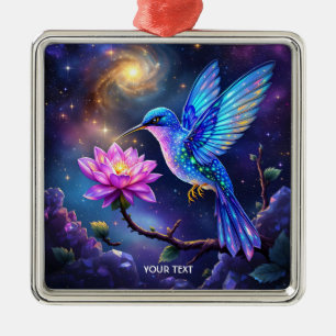 Ornement Carré Argenté Fleur de fantaisie mignonne petit oiseau