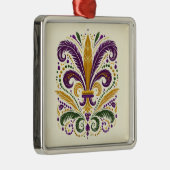 Ornement Carré Argenté Fleur de lis jaune et vert violet (Droite)