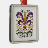 Ornement Carré Argenté Fleur de lis jaune et vert violet (Droite)