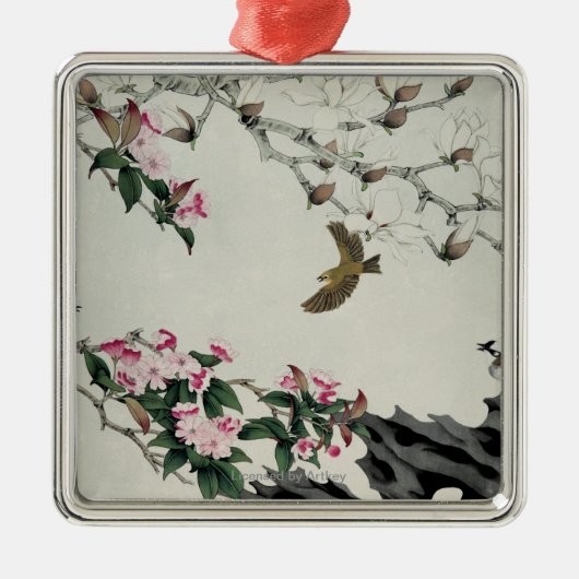 Ornement Carré Argenté Fleurs de ressort (Devant)