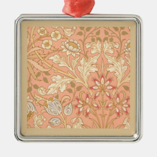 Ornement Carré Argenté Fleurs décoratives rose pastel