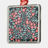 Ornement Carré Argenté Fleurs en fleurs de style rétro rose dans le style (Gauche)