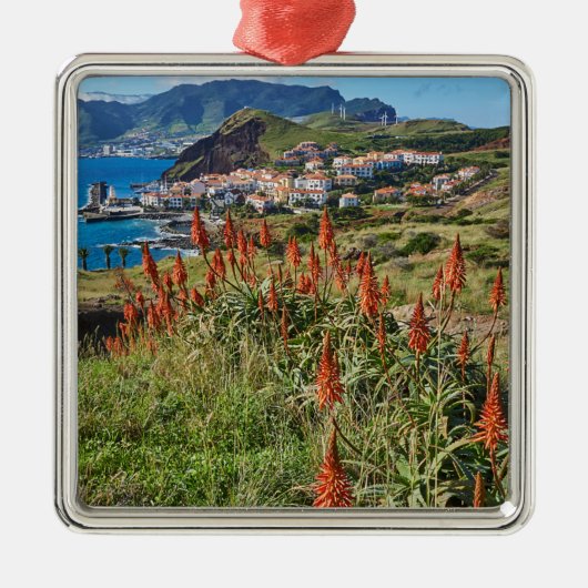 Ornement Carré Argenté Fleurs | Madeira Island Portugal (Devant)