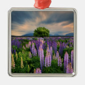 Ornement Carré Argenté Flowers (homonymie) | Lupine Field à New Zealand (Devant)