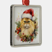ORNEMENT CARRÉ ARGENTÉ FLUFER NOËL VACANCES CHAT FACE (Droite)