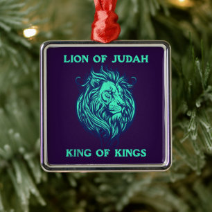 Ornement Carré Argenté Foi chrétienne Jésus Christ Lion de Juda