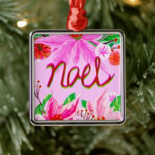 Ornement Carré Argenté Folio de Noël - Noel