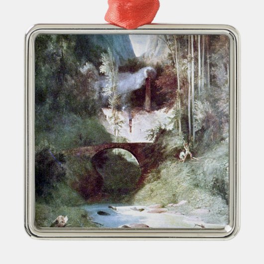 Ornement Carré Argenté Forest Canyon (par Carl Blechen) (Devant)