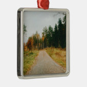 Ornement Carré Argenté Forêt automnale suédoise (Droite)
