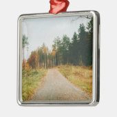Ornement Carré Argenté Forêt automnale suédoise (Gauche)