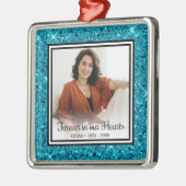 Ornement Carré Argenté Forever In Our Hearts Memorial Aqua Parties scinti (Gauche)