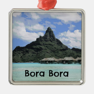Ornement Carré Argenté Formation rêveuse d'atoll de Bora Bora Tahiti de