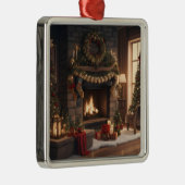 Ornement Carré Argenté Foyer de Noël (Droite)