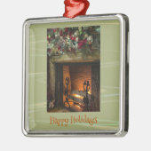 Ornement Carré Argenté Foyer de Noël (Gauche)