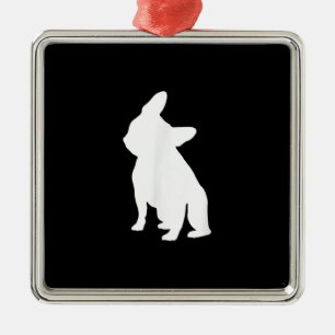 Ornement Carré Argenté français bulldog   frenchie cadeau mignon