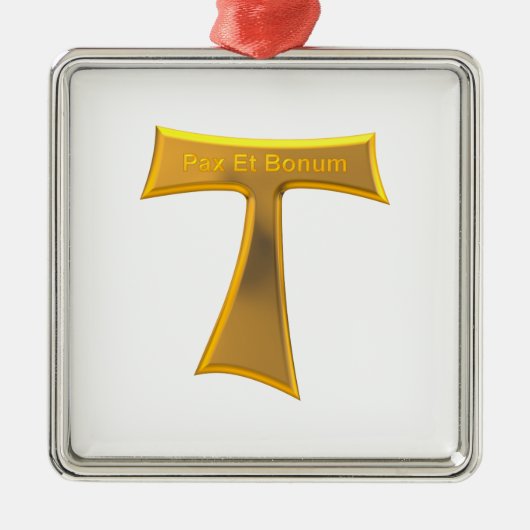 Ornement Carré Argenté Franciscan Tau (Devant)