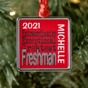 Ornement Carré Argenté Freshman Extraordinaire CUSTOM