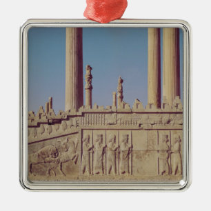 Ornement Carré Argenté Frise de soulagement sur l'avant de l'oriental