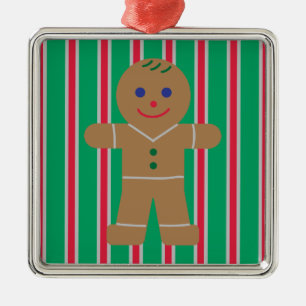 Ornement Carré Argenté Fun and Fancy Christmas Gingbread Homme