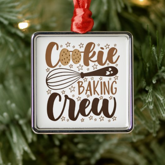 Ornement Carré Argenté Fun Cookie Baking Creative (Arbre)