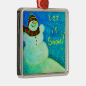 Ornement Carré Argenté Funky Abstrait Art Snowman (Droite)