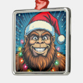 Ornement Carré Argenté Funny Christmas Sasquatch Bigfoots (Gauche)