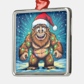 Ornement Carré Argenté Funny Christmas Sasquatch Bigfoots (Gauche)