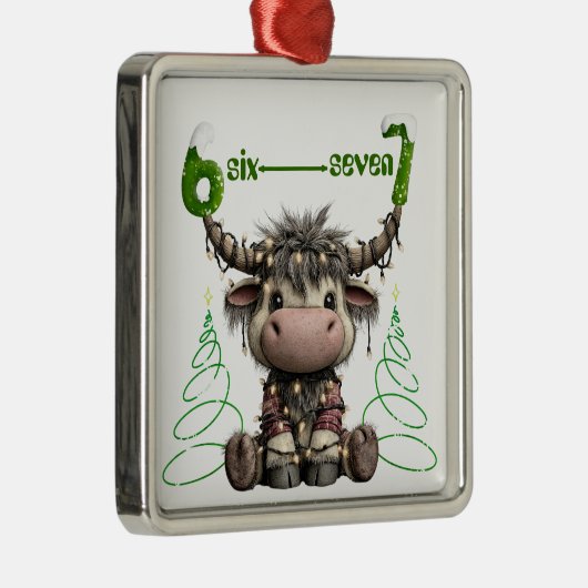 Ornement Carré Argenté Funny Rudolf Trees Antlers Six Seven Christmas (Droite)