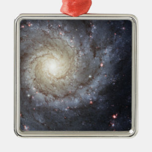 Ornement Carré Argenté Galaxie en spirale M74