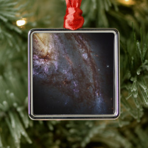 Ornement Carré Argenté Galaxie Spirale Ngc 3627.