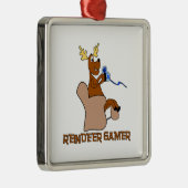 Ornement Carré Argenté Gamer de renne de luxe (Droite)