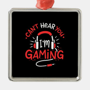 Ornement Carré Argenté Gamer Gift Ne Peut Pas Ici Vous Je Joue