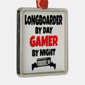 Ornement Carré Argenté Gamer Longboarder (Droite)