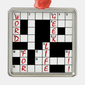 Ornement Carré Argenté Geek de mot de jeu de mots croisé pendant la vie