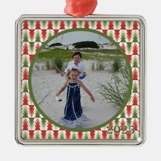 Ornement Carré Argenté Geometric Christmas Tree Grove (Devant)