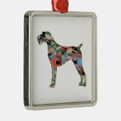 Ornement Carré Argenté German Wirehaired Pointer Geo Silhouette Plaid (Droite)