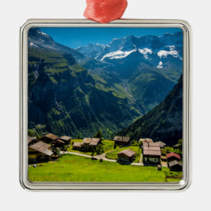Ornement Carré Argenté Gimmelwald dans les Alpes suisses - Suisse