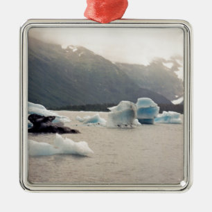 Ornement Carré Argenté Glace bleue
