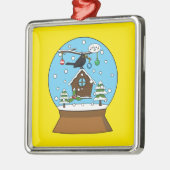 Ornement Carré Argenté Globe des neiges avec chant Blackbird (Gauche)