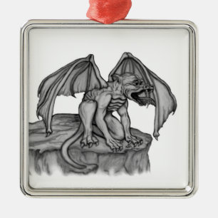 Ornement Carré Argenté Golem Gargoyle