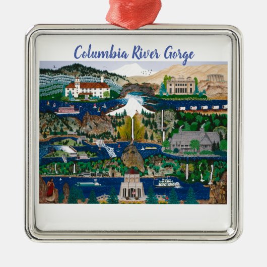 Ornement Carré Argenté Gorge Columbia River (Devant)