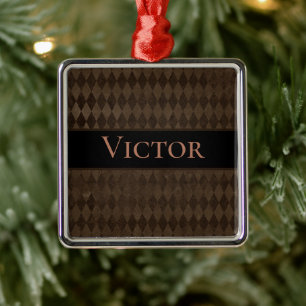 Ornement Carré Argenté Gothique Arlequin Brown foncé Personnalisé