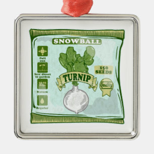 Ornement Carré Argenté Graines de navet Légumes
