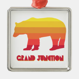 Ornement Carré Argenté Grand Junction Colorado Arc-en-ciel Ours