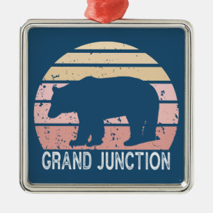 Ornement Carré Argenté Grand Junction Colorado Ours Rétro