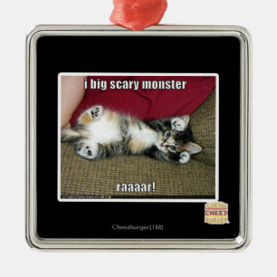 Ornement Carré Argenté Grand monstre I effrayant