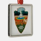 Ornement Carré Argenté Grand Prismatic Spring Yellowstone Arrowhead (Droite)