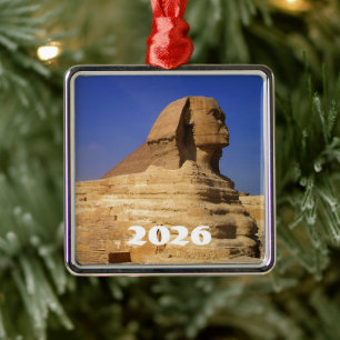 Ornement Carré Argenté Grand Sphinx de Gizeh, Égypte