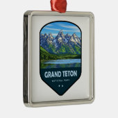 Ornement Carré Argenté Grand Teton National Park Shield (Droite)