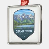 Ornement Carré Argenté Grand Teton National Park Shield (Gauche)